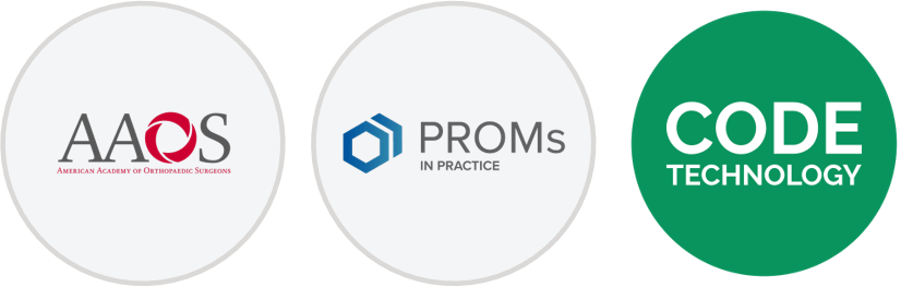 AAOS CODE and PROMs in Practice logos