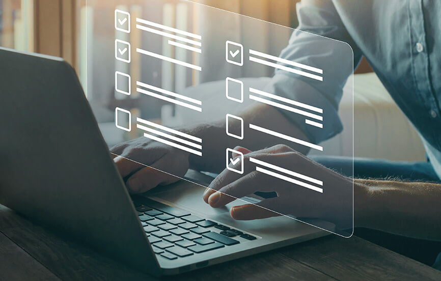 Man typing on laptop
