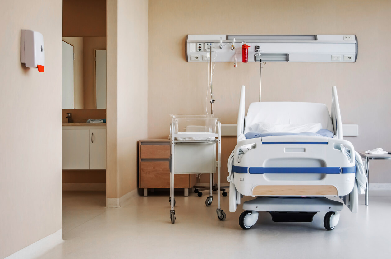 Hospital bed and crib for a newborn,