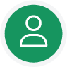 Green circle with a simple white user icon in the center, representing a generic profile or account avatar, often used to signify Information Transfer between users or accounts.